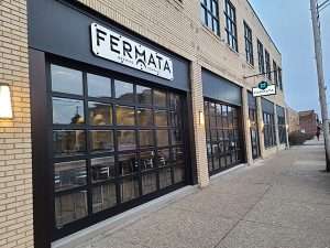 Outdoor Brushed Aluminum Sign On Standoffs & Illuminated Blade Sign2